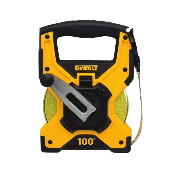 DEWALT 100 ft. Fiberglass Long Tape Measure with Rubber Overmolding and Metal Crank