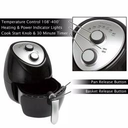 Classic Cuisine 3.7 Qt. Oil-Free Air Fryer, 1500W, Black thumbnail 3