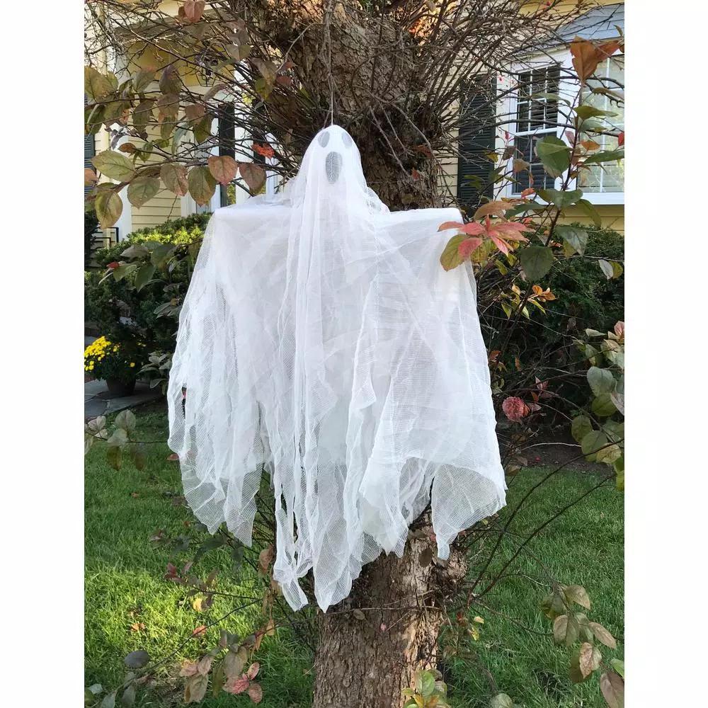 Worth Imports 35 in. Hanging Ghost Decorations, Set of 2 - White Gauzy Halloween Hanging Decor