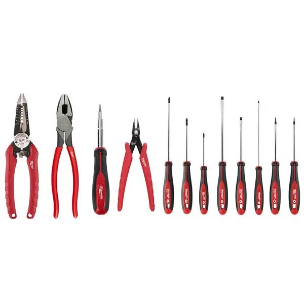 Milwaukee 12-Piece Electrician's Hand Tool Set with Pliers, Cutters, and Screwdrivers