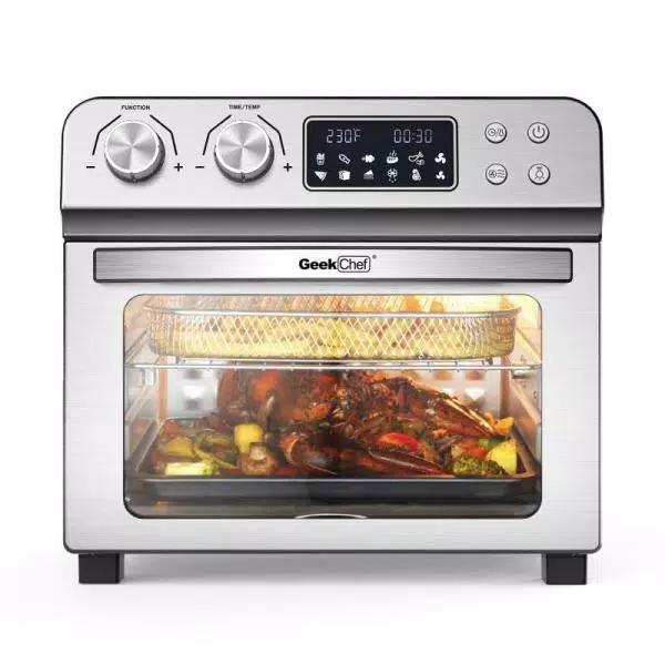 Boyel Living GeekChef 24 Qt. Silver Stainless Steel Digital Convection Air Fryer Toaster Oven with 10-in-1 Functions