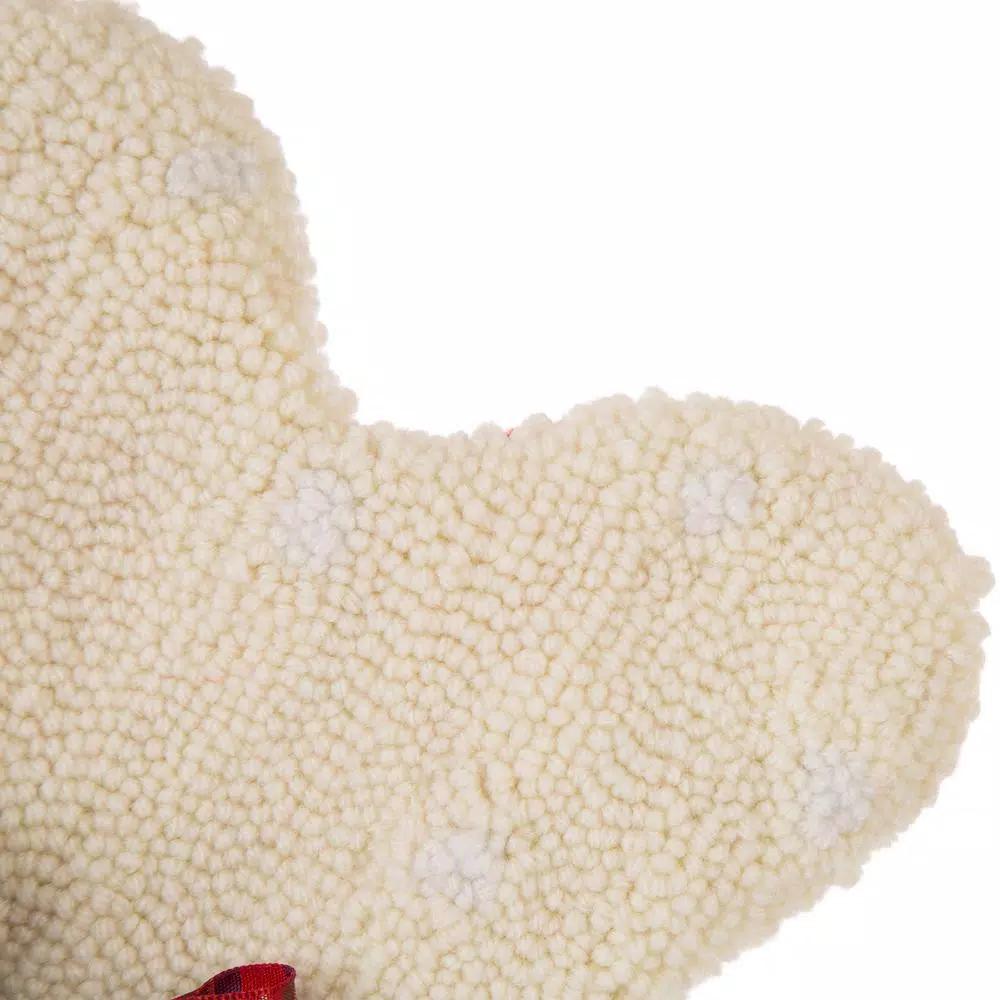 Glitzhome 12.5 in. White Dog Bone Shaped Christmas Stocking with Red Plaid Bow