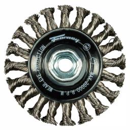 Forney 4 in. Stainless Steel Twist Knot Wire Wheel Brush for Heavy-Duty Cleaning thumbnail 1