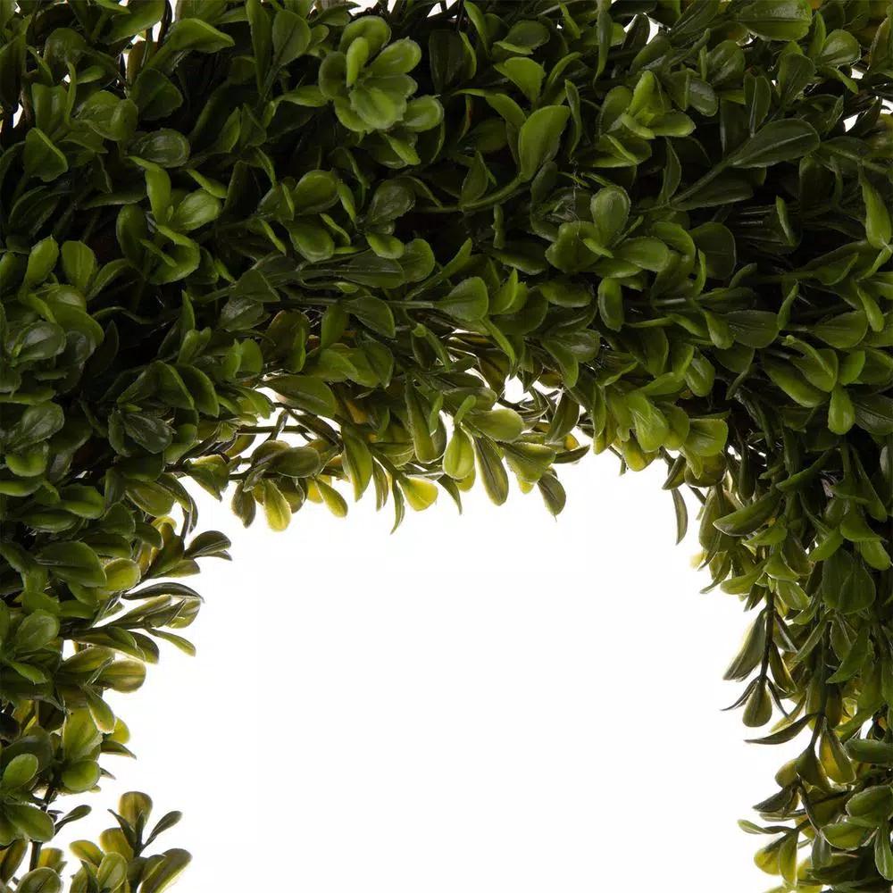 Glitzhome 18 in. Boxwood Wreath with 28 in. Wooden Window Frame Decor