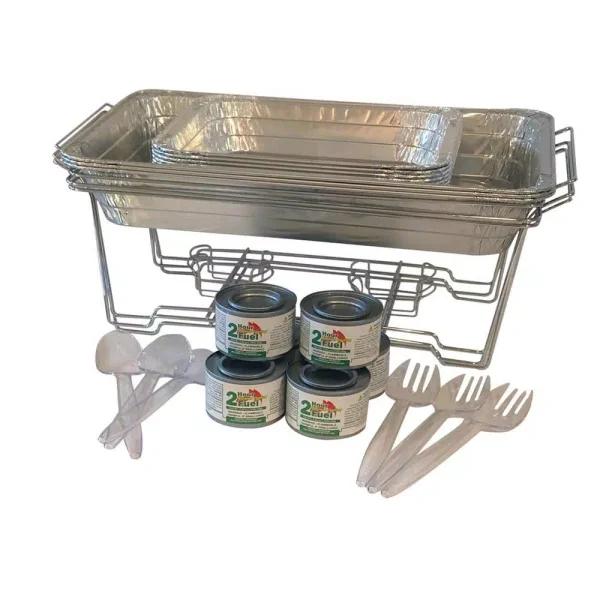 Unbranded SERVE-RITE 24-Piece Aluminum Multi-Buffet Chafing Dish Set with Chrome Plated Racks, 8 Qt Capacity