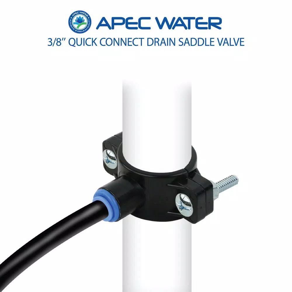 APEC Water Systems 3/8 in. Quick-Connect Drain Saddle Clamp for RO Systems, Fits 1-1/4 in. to 1-1/2 in. Drain Pipes