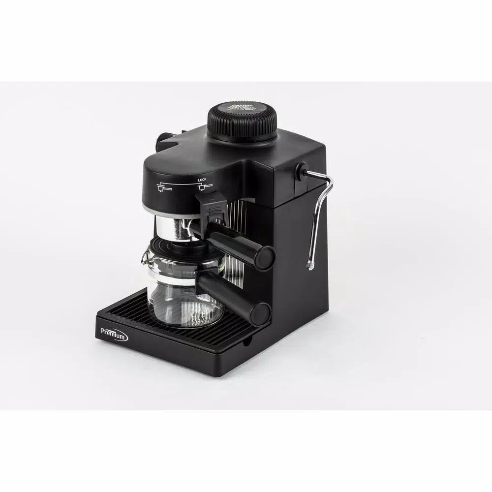 PREMIUM Espresso Machine and Cappuccino Maker with Milk Frother, 4-Cup Tempered Glass Carafe, Black