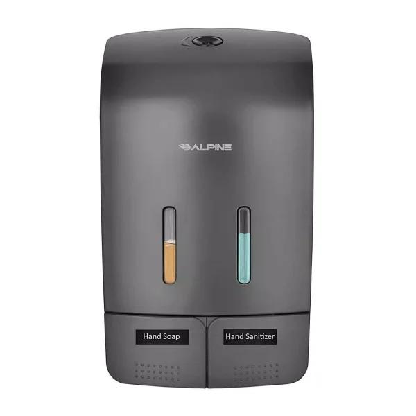 Alpine Industries Dual Soap and Hand Sanitizer Dispenser, 1100 ml, Gray