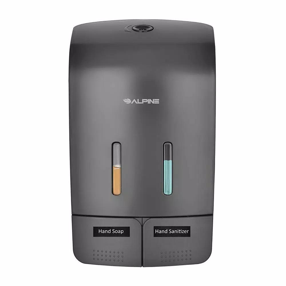 Alpine Industries Dual Soap and Hand Sanitizer Dispenser, 1100 ml, Gray