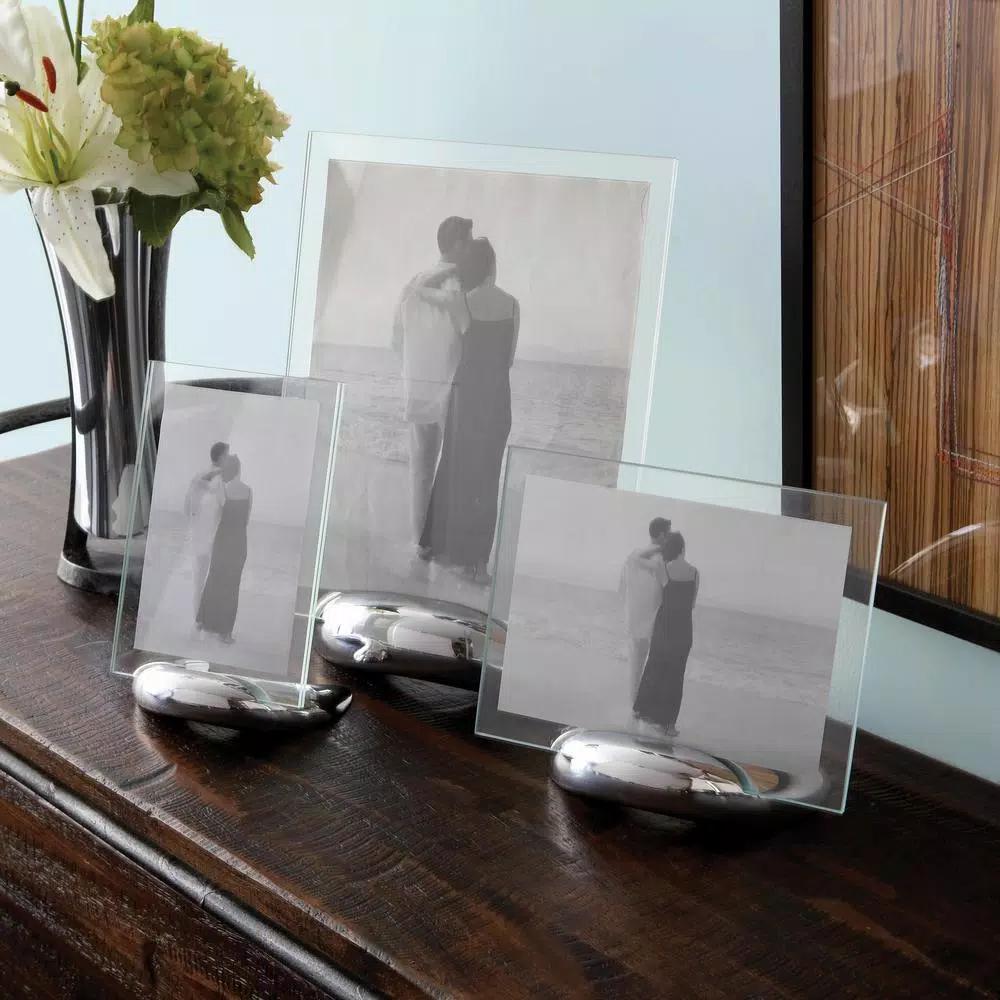 Nambe Bella Metal Picture Frame, 8 x 10 Silver-Plated Modern Tabletop Photo Frame
