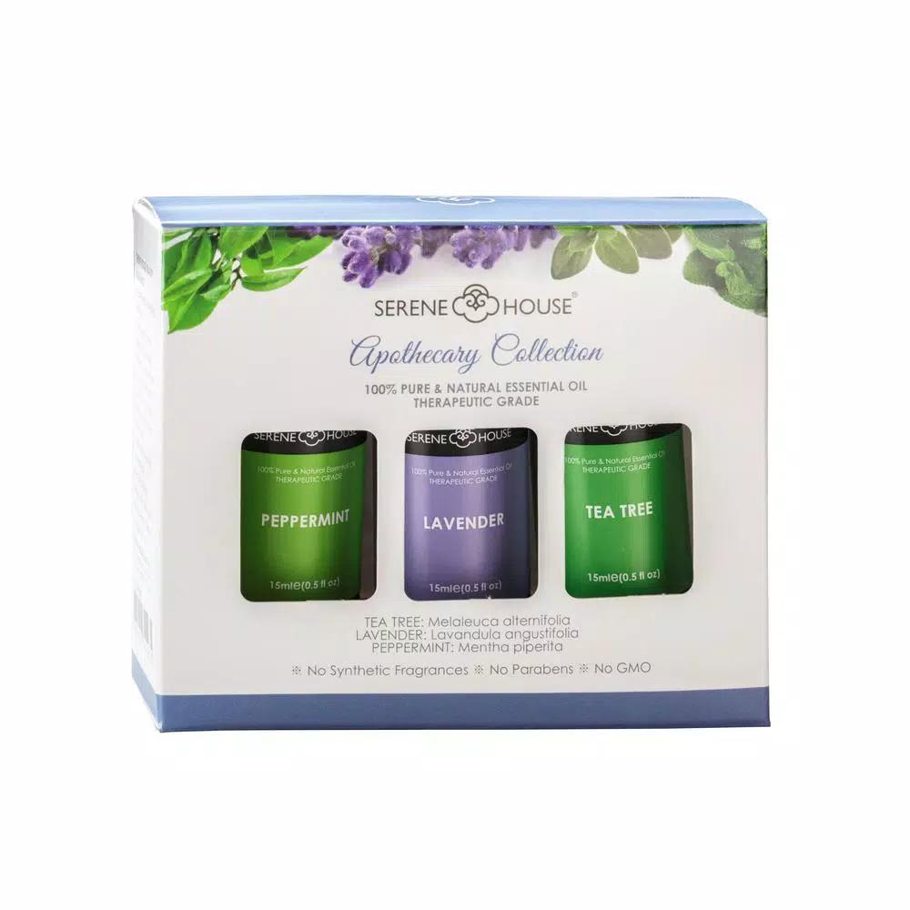 Serene House The Serene House 100% Natural Essential Oil Apothecary Set - Lavender, Peppermint, Tea Tree