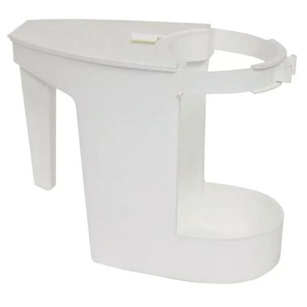 Genuine Joe White Toilet Bowl Mop Caddy with Hinged Lid and Carrying Handle