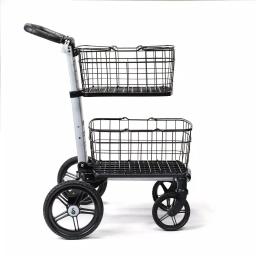 Unbranded Scout Folding Aluminum Cleaning Cart with Removable Baskets and Swivel Wheels thumbnail 2