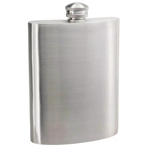 Visol Gleam Satin Pewter Liquor Flask - 6 oz. Stainless Steel Barware