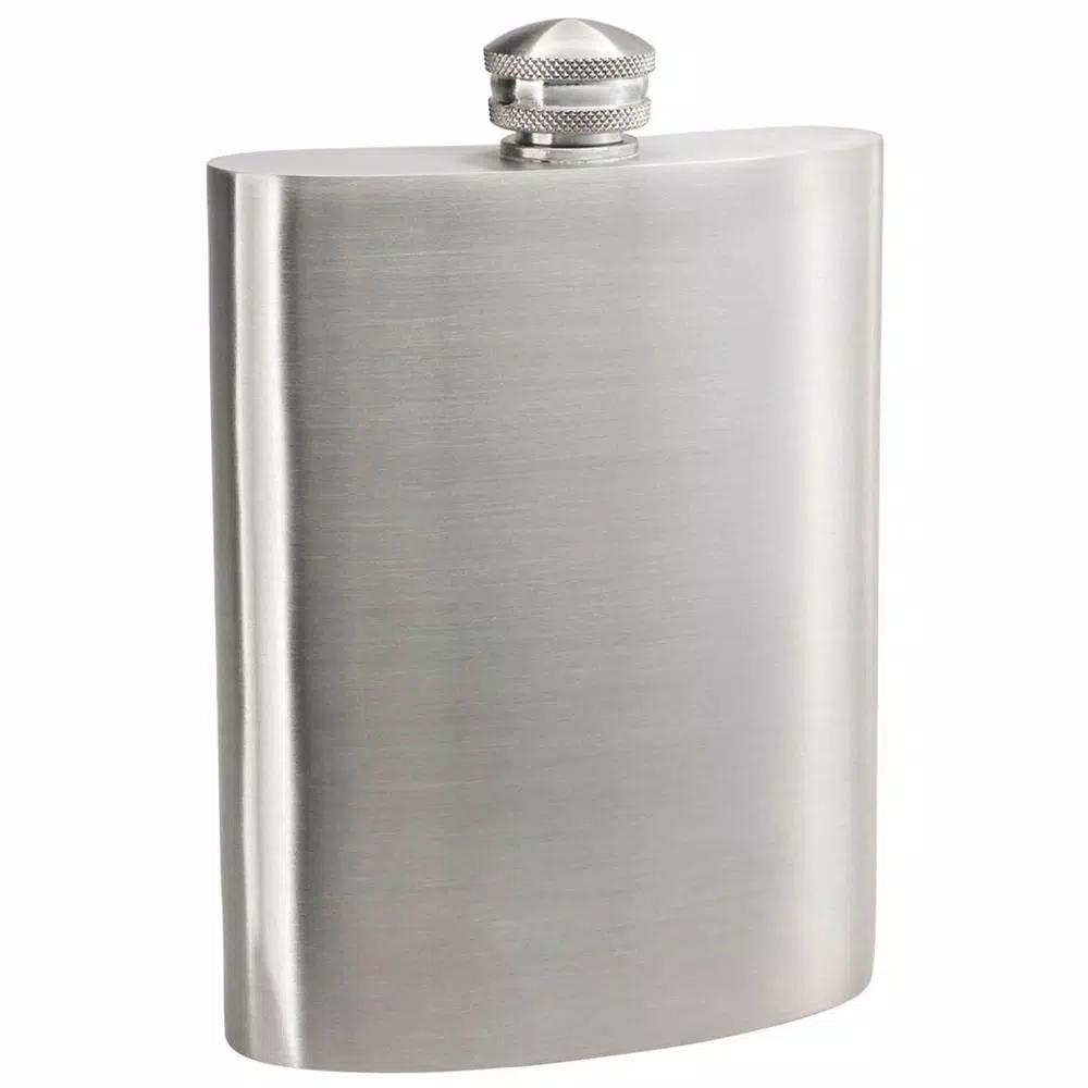 Visol Gleam Satin Pewter Liquor Flask - 6 oz. Stainless Steel Barware