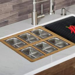 Kraus Workstation Kitchen Sink Accessory Set with Bamboo Serving Board and 6 Stainless Steel Prep Bowls thumbnail 12
