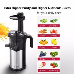 Boyel Living 200W Stainless Steel Slow Masticating Juicer, Quiet Cold Press Juicer with Reverse Function, Silver thumbnail 5