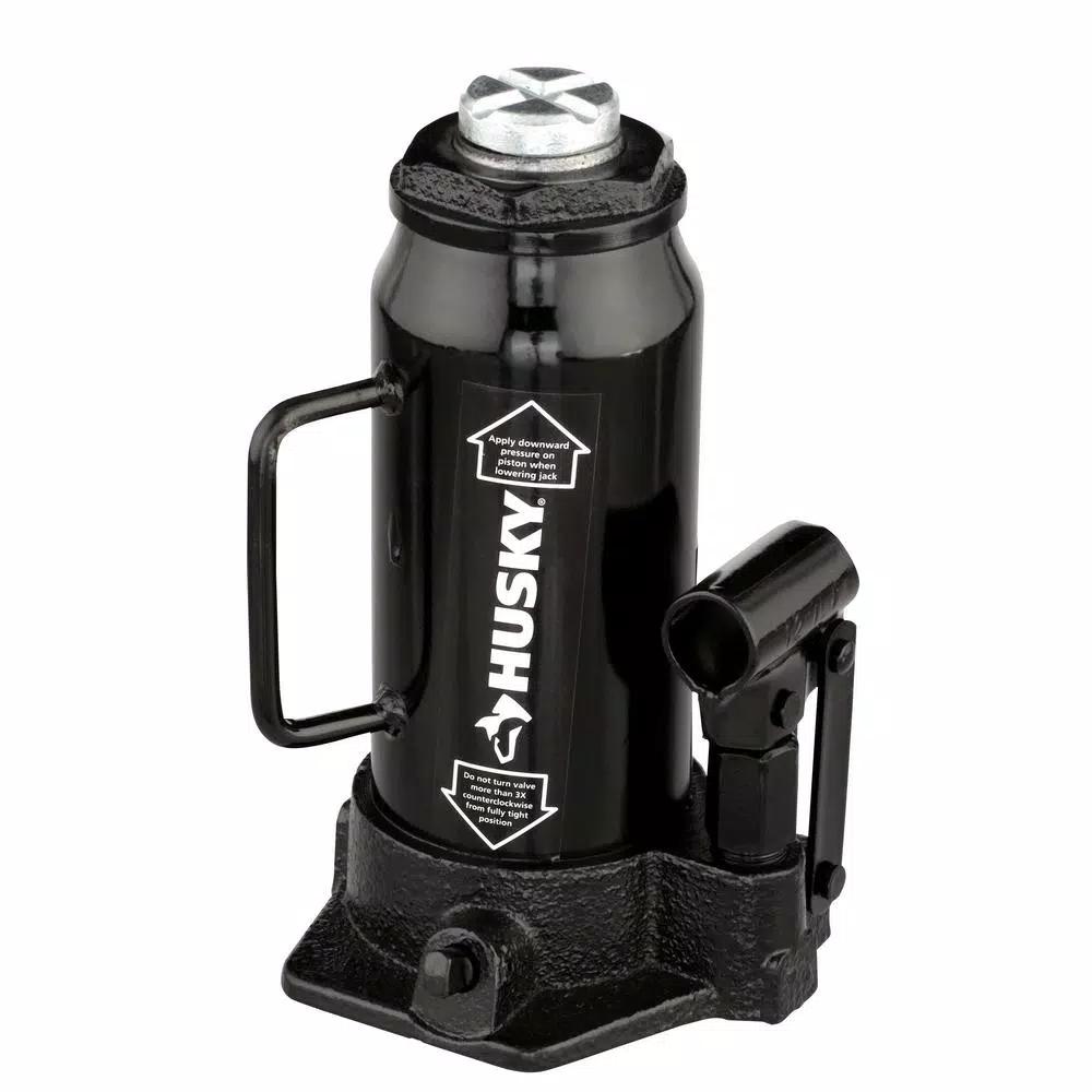 Husky 12-Ton Hydraulic Bottle Jack, 24,000 lb. Capacity, 9.5 in. to 18.4 in. Lift Range