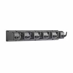 Alpine Industries 16 in. Wall Mounted Mop and Broom Holder with 5 Slots and 6 Retractable Hooks thumbnail 3