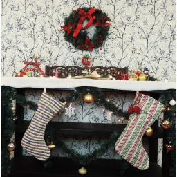LR Home 20 in. Multi-Color Cotton Striped Christmas Stocking with Pom Pom thumbnail 3