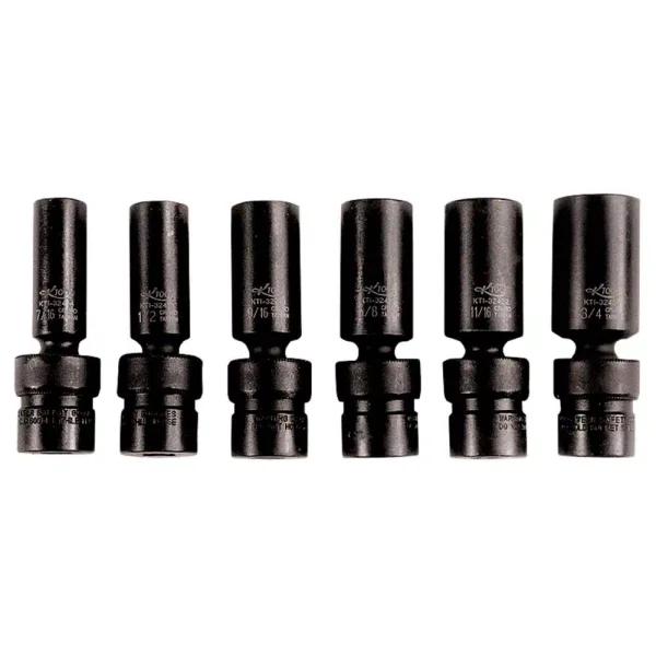 K Tool International 6-Piece 3/8 in. Drive Impact Socket Set, Deep Flex Design