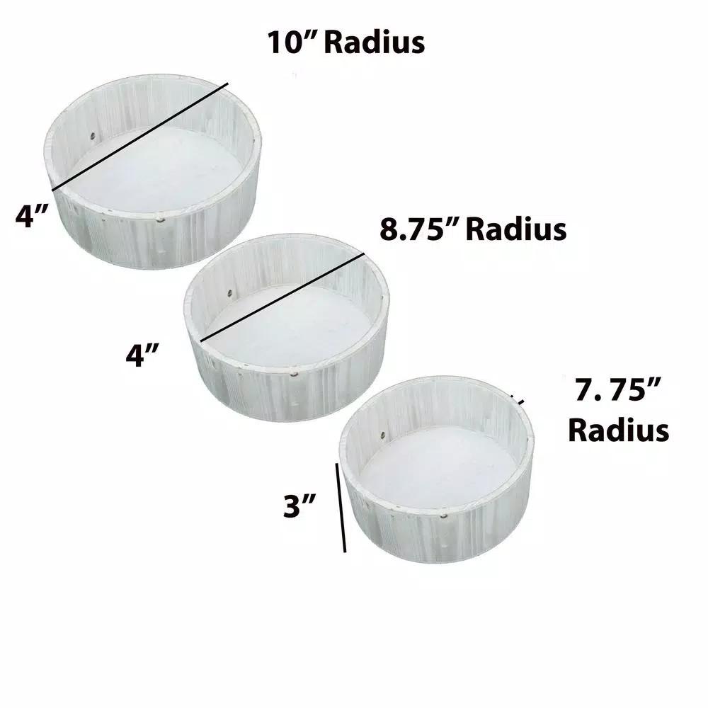 Admired By Nature 10 in. Light Grey Wash Round Wood Crate Set of 3 - Decorative Farmhouse Storage Boxes