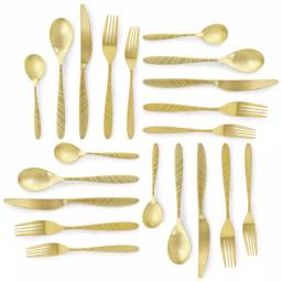Megachef La Vague 20-Piece Matte Gold Flatware Set, 18/10 Stainless Steel Service for 4 thumbnail 5