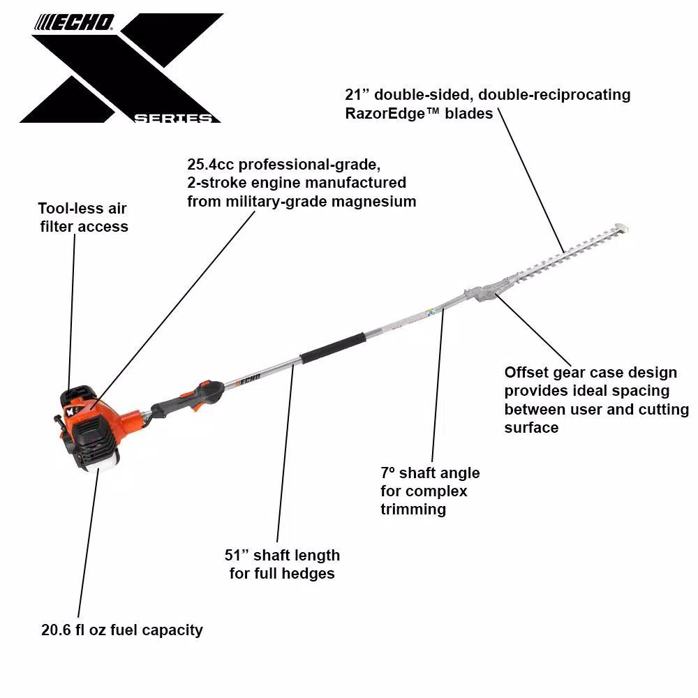 ECHO SHC-2620 X Series 21 in. Gas Hedge Trimmer, 25.4 cc 2-Stroke Engine