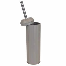 Unbranded Modern Stainless Steel Toilet Brush with Hygienic Splash-Proof Holder - Tan/Gray thumbnail 2