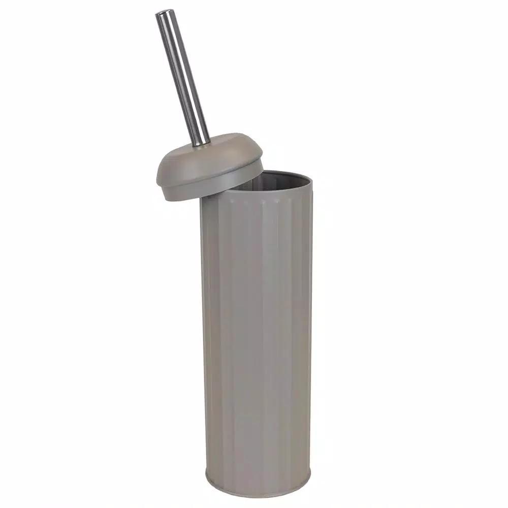 Unbranded Modern Stainless Steel Toilet Brush with Hygienic Splash-Proof Holder - Tan/Gray