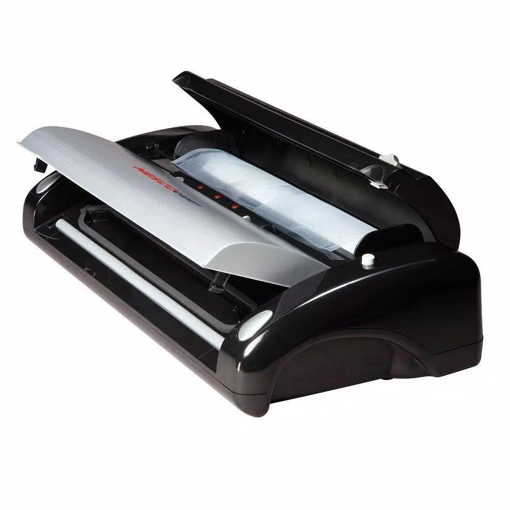 Nesco VS-02 Black Food Vacuum Sealer with Built-in Bag Cutter and Roll Storage