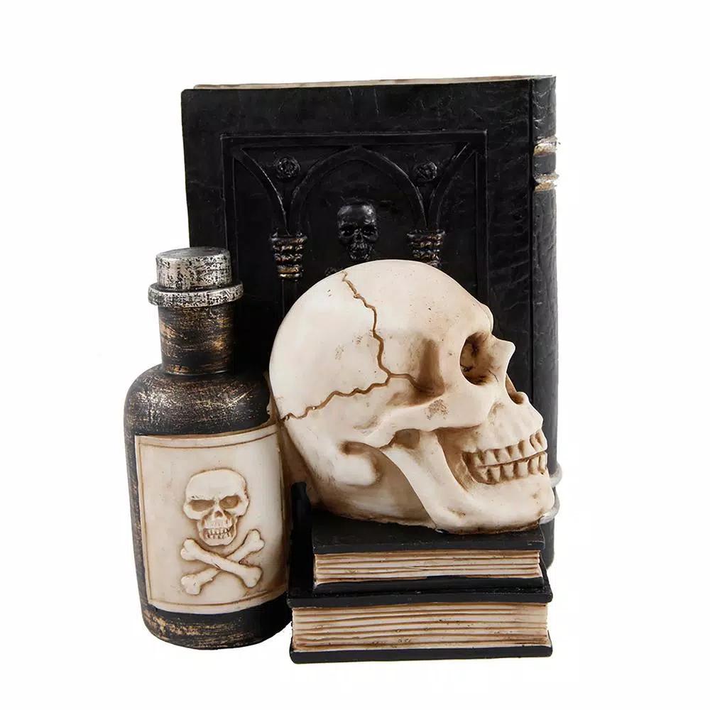 Flora Bunda Halloween Decor Resin Poison Skull Bookend - 7.875 in. Indoor Tabletop Decor