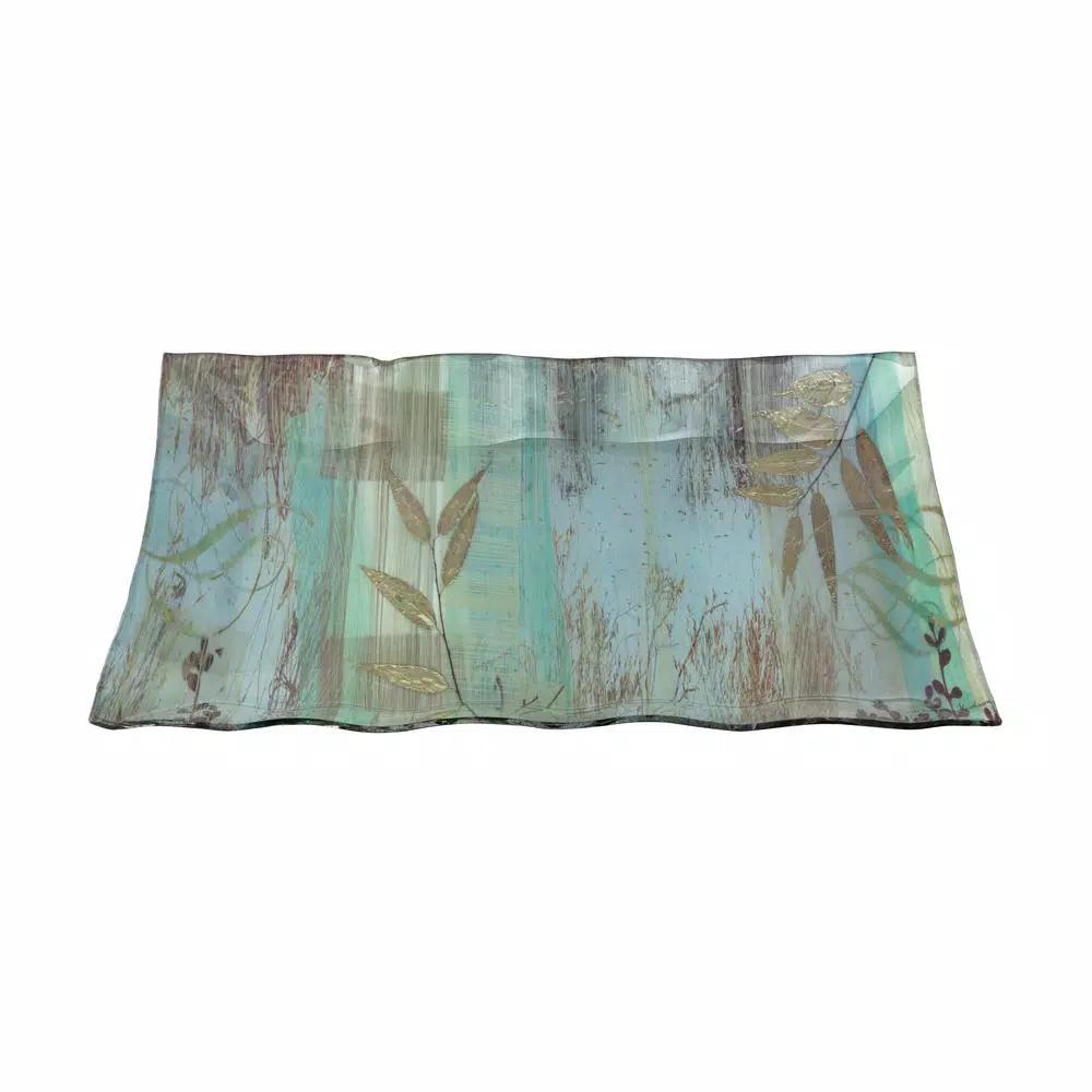 IMAX Field of Dreams Large Metal Trays, Set of 2, Rustic Wild Grass Design