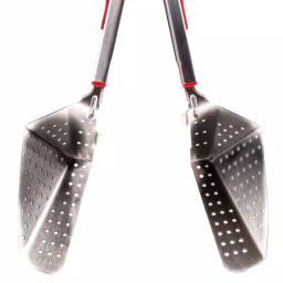 Chefright QuickScoop Red Colander Tongs with Soft Grips, Brushed Stainless Steel (Set of 2) thumbnail 4