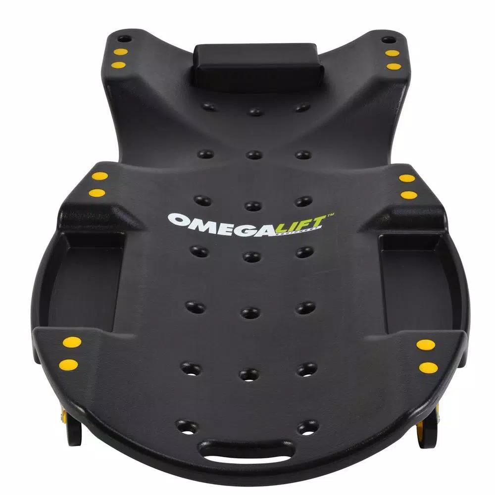 Omega Lift 48 in. HDPE Plastic Mechanic Creeper with Padded Headrest and Dual Tool Trays, 440 lb. Capacity