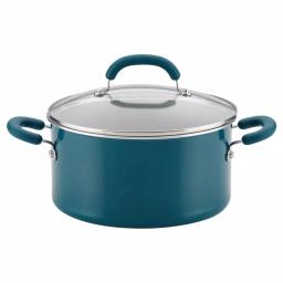 Rachael Ray Create Delicious 6 Qt. Aluminum Nonstick Stock Pot with Glass Lid, Red Shimmer thumbnail 1