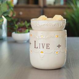 Candle Warmers Etc 8.8 in. Live, Laugh, Love Ivory Reactive Glazed Fragrance Warmer thumbnail 2