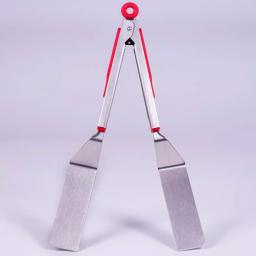 Chefright Quick Scoop Brushed Stainless Steel Spatula Tongs Set of 2 - Red thumbnail 2