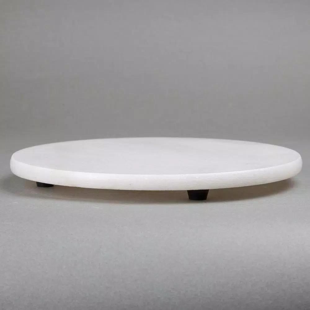 Creative Home Natural Marble Round Trivet and Cheese Serving Board, 8 in., Off-White