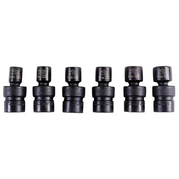 K Tool International 6-Piece 3/8 in. Drive Metric Flex Impact Socket Set, 6-Point