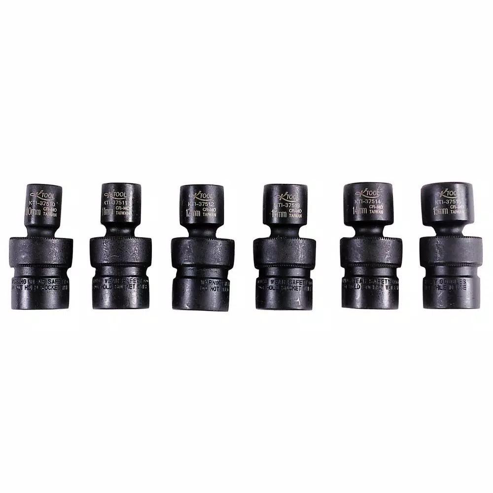 K Tool International 6-Piece 3/8 in. Drive Metric Flex Impact Socket Set, 6-Point