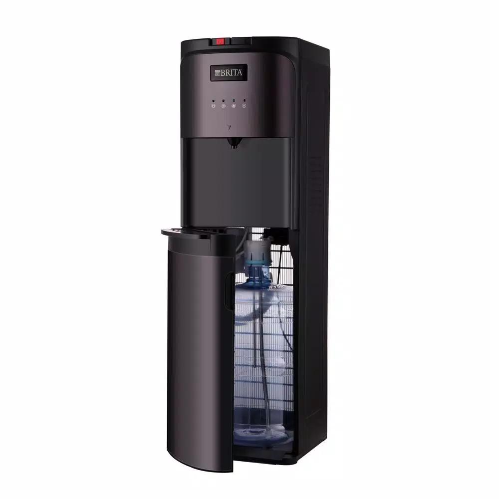 Brita Bottom-Loading Water Cooler with Built-In Filter, Black Stainless Steel, Hot and Cold