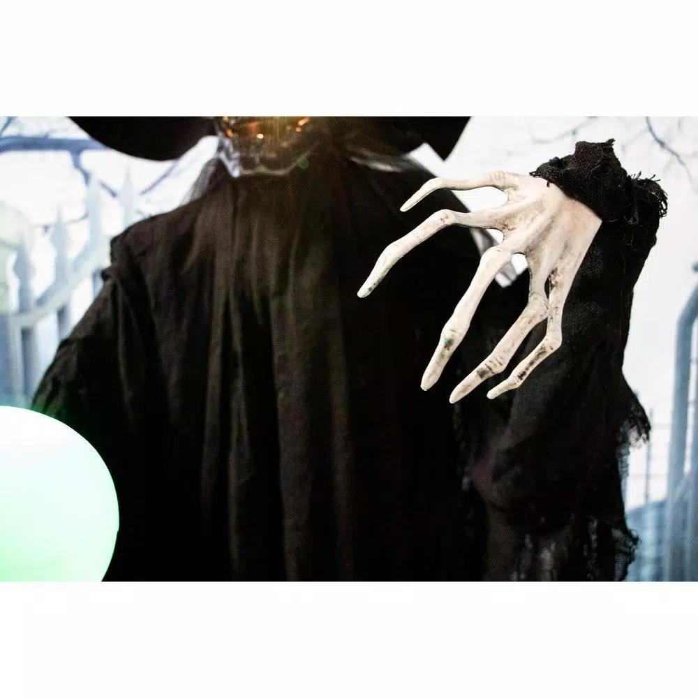 Haunted Hill Farm 7.5 ft. Animated Phantom Witch with Multi-Color LED Crystal Ball Halloween Prop
