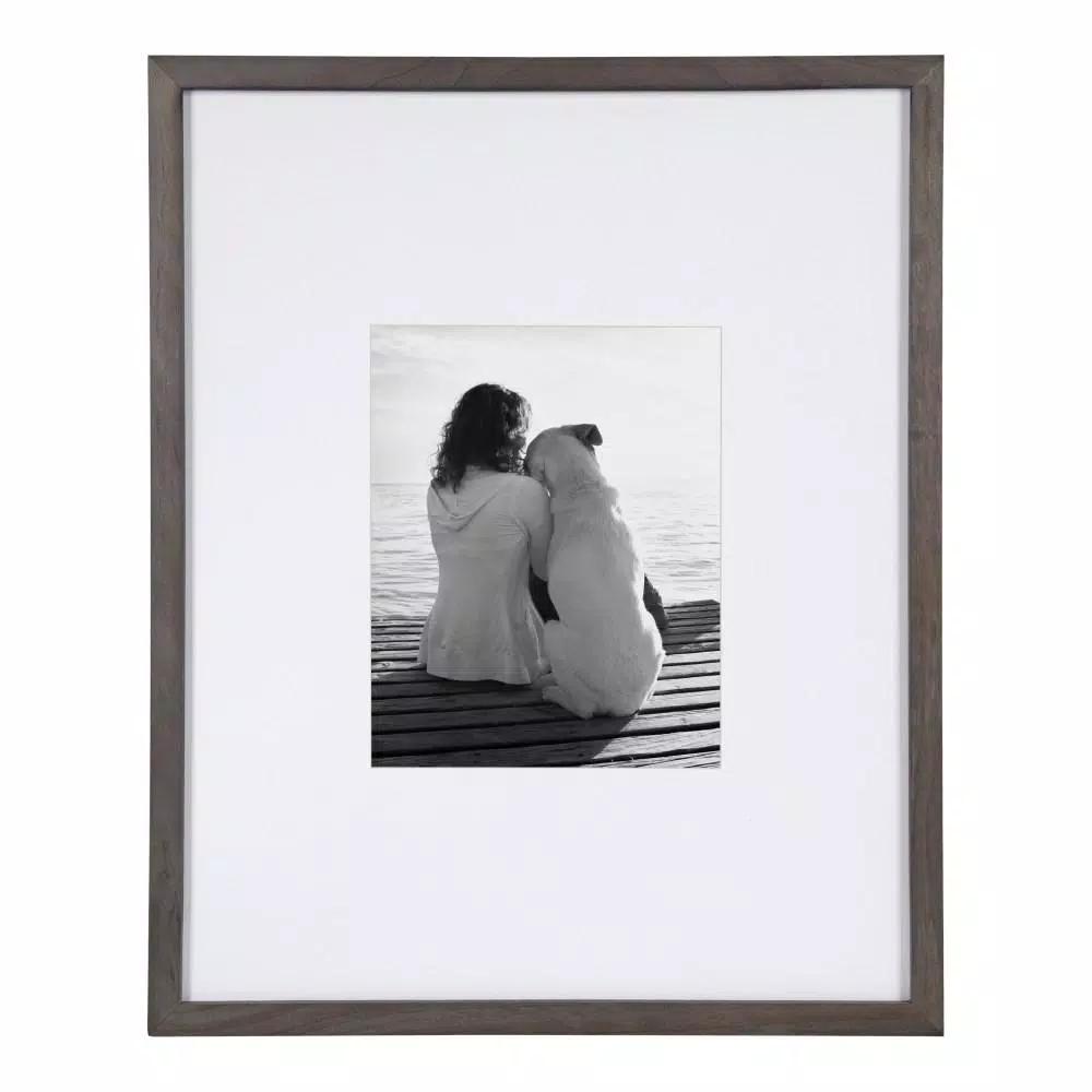 DesignOvation Gallery Wood Picture Frame Set of 2, Gray, 16x20 matted to 8x10
