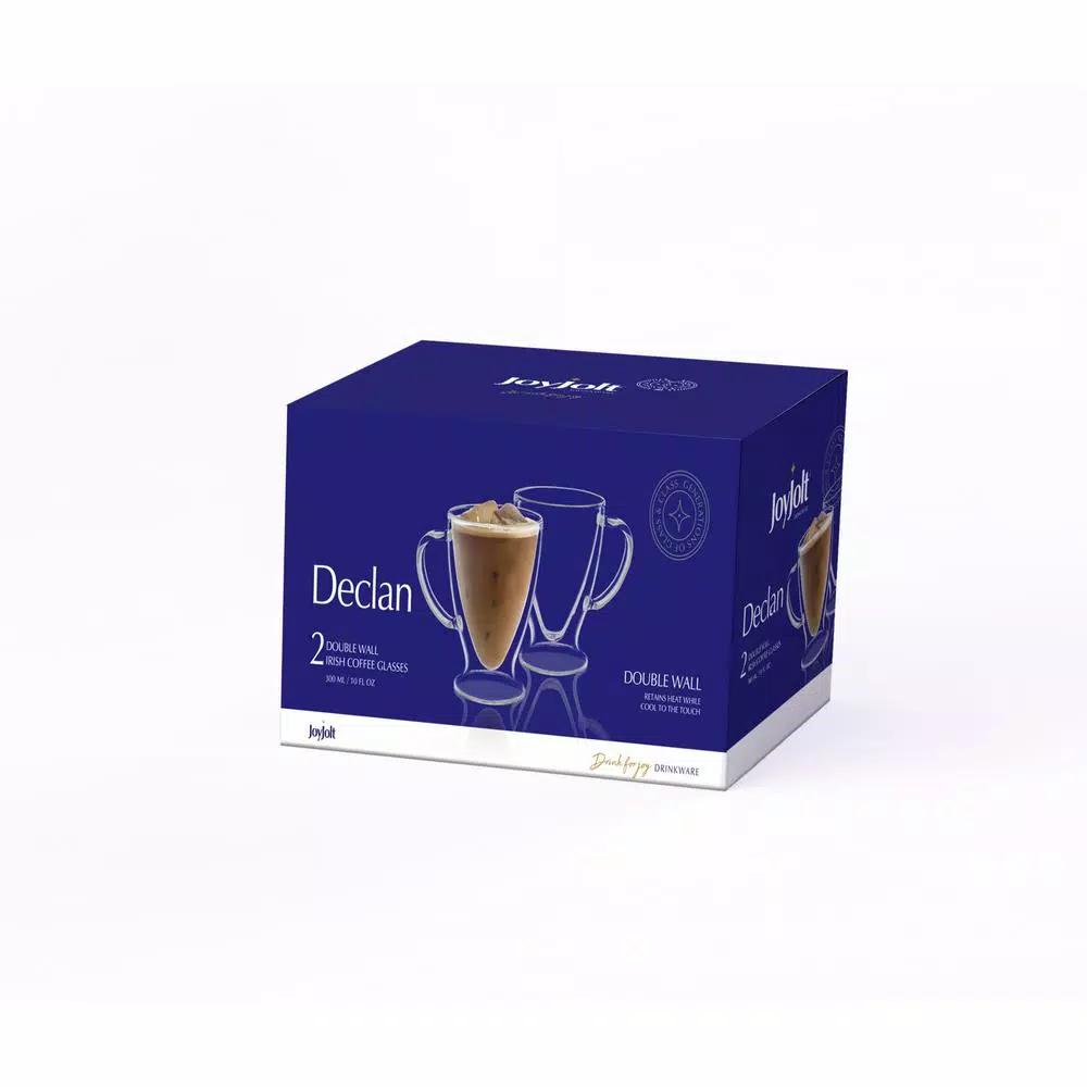 JoyJolt Declan 10 oz. Double Wall Insulated Borosilicate Glass Coffee Mugs (Set of 4)