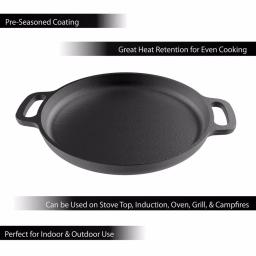 Classic Cuisine 13.25 in. Pre-Seasoned Cast Iron Pizza Pan thumbnail 4
