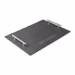 Cathy's Concepts Natural Slate Serving Tray with Metal Handles, 15.75 in. Rectangular Appetizer Board thumbnail 6