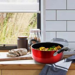 Better Chef 2 Qt. Round Aluminum Nonstick Dutch Oven with Glass Lid, Red thumbnail 3