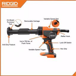 RIDGID 18V Brushless SubCompact 1/2 in. Drill/Driver & 10 oz. Caulk Gun Combo Kit thumbnail 9