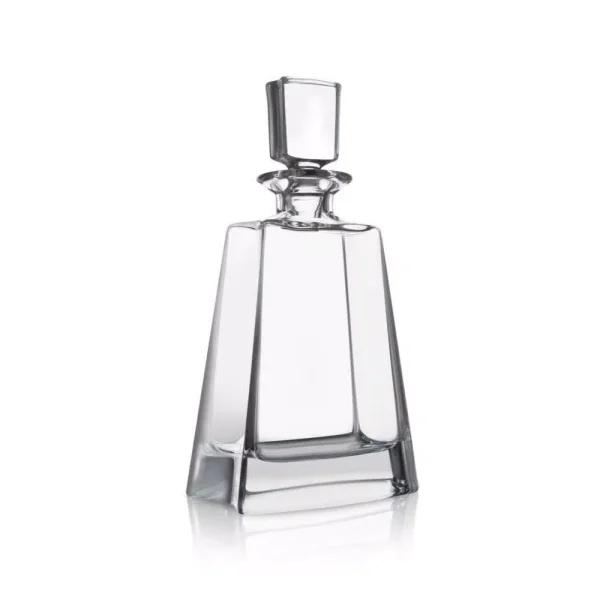 JoyJolt Luna Crystal Whiskey Decanter with Stopper, 23.5 oz Clear Rectangular Glass Decanter